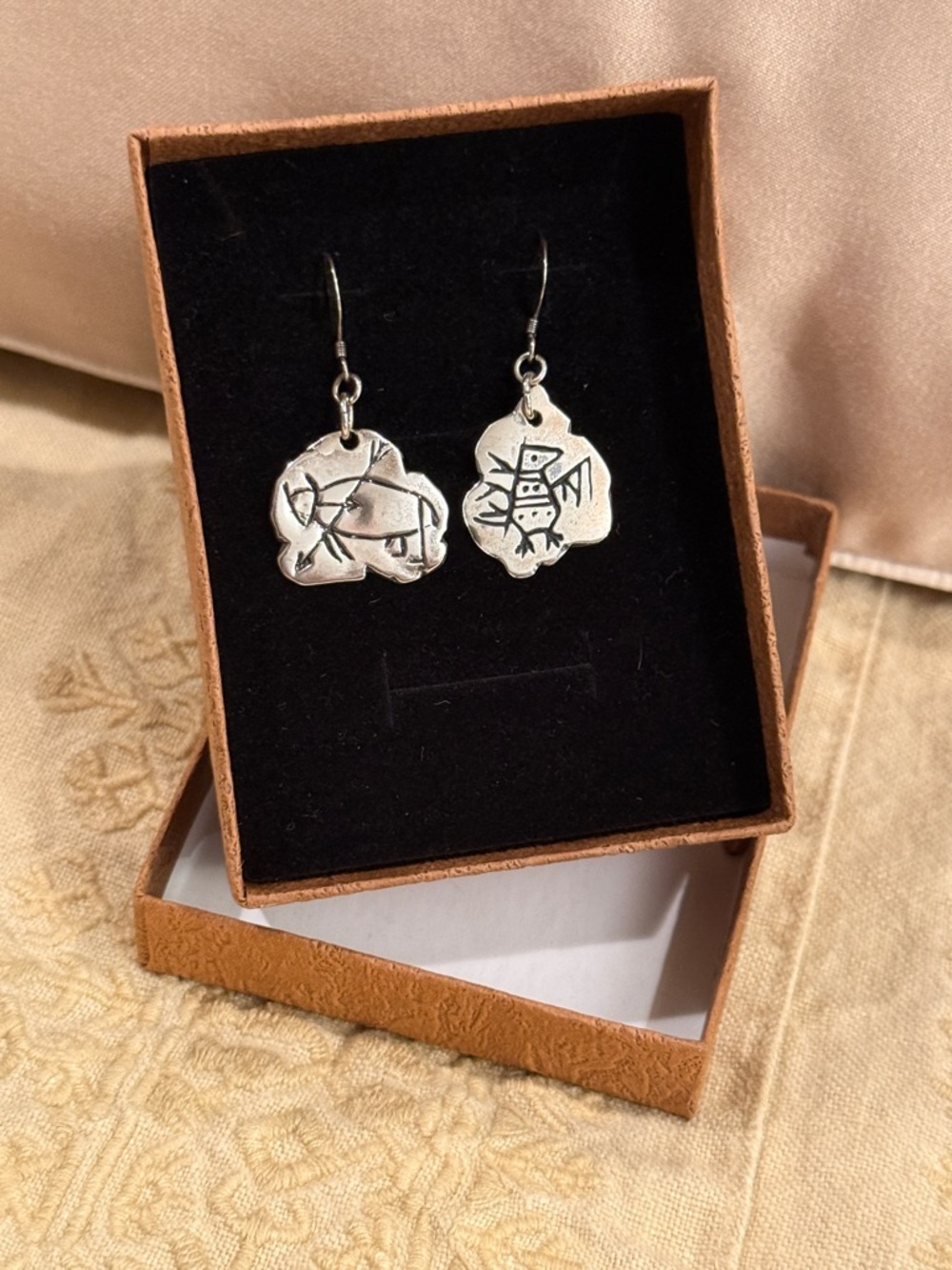 Native American Indian Designed Earrings - Sterling Silver